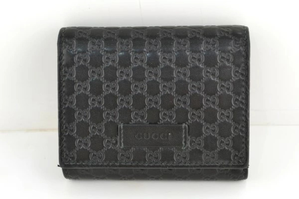 Gucci Microgucci Compact Trifold Wallet Leather Black